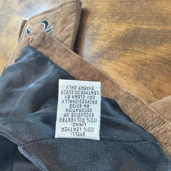 Vtg Bob Mackie Brown Leather Jacket Women's M Embroidered Western Bikercore NWT - Picture 10 of 11